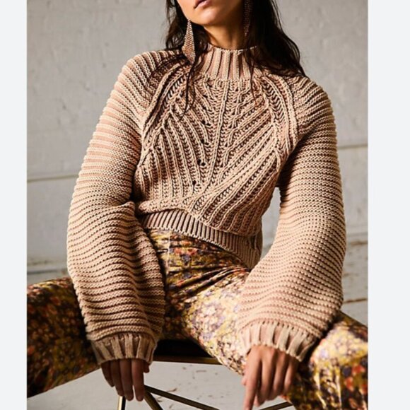 Free People Sweaters - Free People Sweatheart Sweater in Sand Castle Chunky Knit Mockneck XS